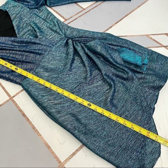 PATBO Blue Metallic Faux Wrap Mini Dress - Picture 11 of 13